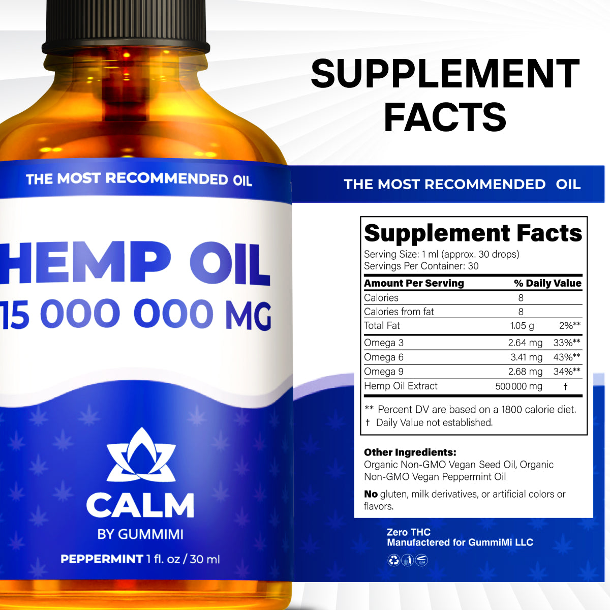 Оrganic Hеmp Oil 15 000 000 mg - Natural Drops - Rich in Vitamins B, C, E & Omega 3, 6, 9