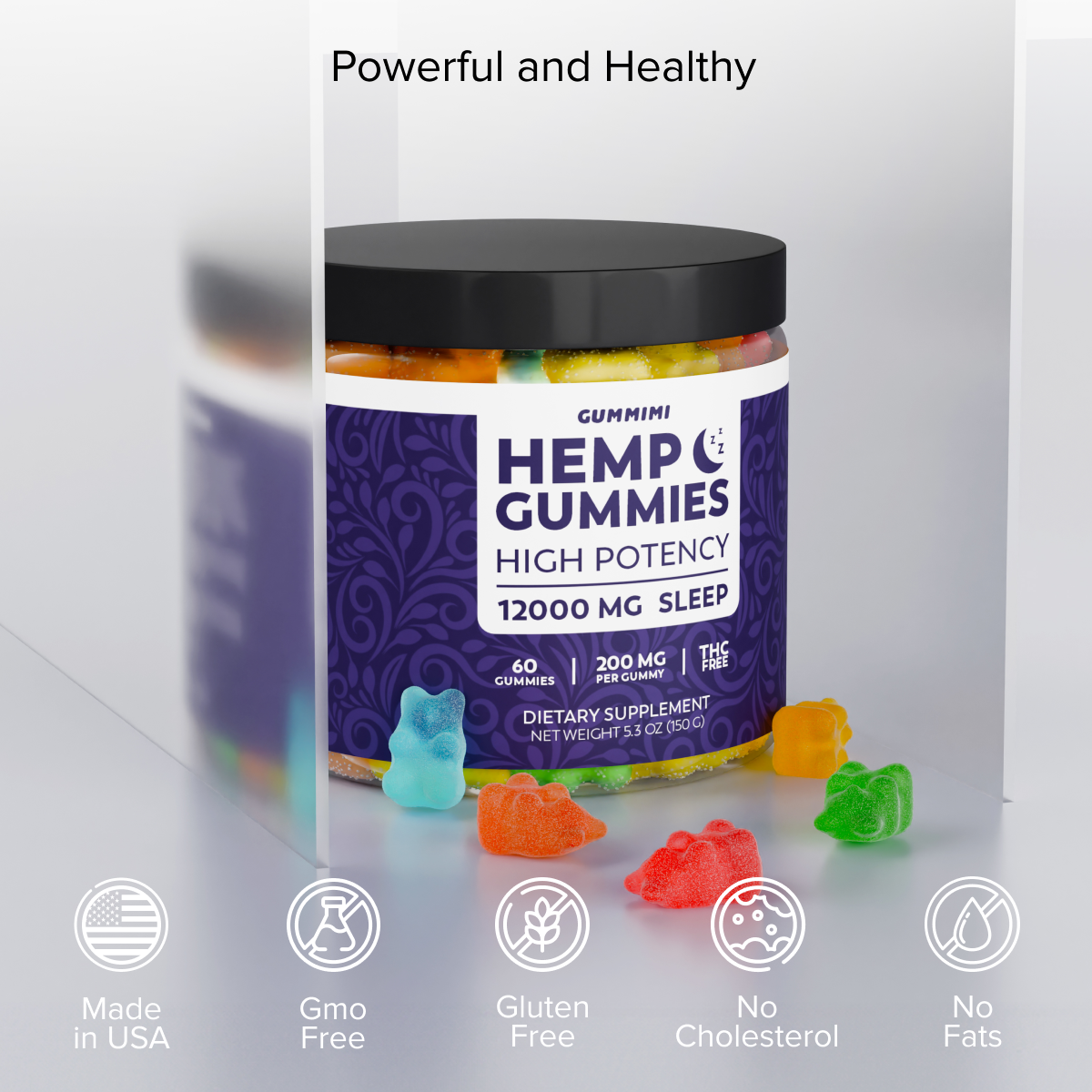 Hеmp Gummies High Potency, Soоthes Discоmfоrt and Sоreness in The Body, Organic Gummy Bears Pure Hеmp Oil, Omega 3-6-9, Vitamin E Infused - Assorted Fruit Flavors - Grown & Made in USA