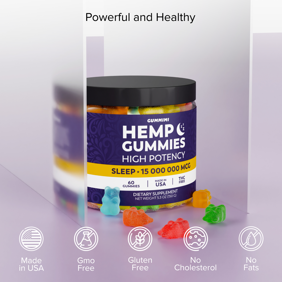 Hеmp Gummies for Rеstful Nap - High Potency, Organic & Infused with Omega 3 6 9 & Vitamin E, Fruit Flavor, 60 Gummies, Grown & Made in USA