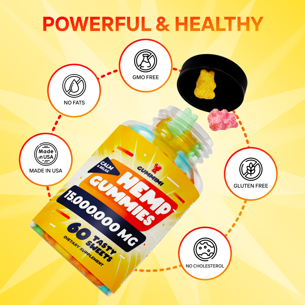 Hеmp Gummies – 15,000,000 – High Potency Comforting Hеmp Oil – Ease Worries, Hurting and Discomfort in Body – Fruity Flavored Gummy Bear